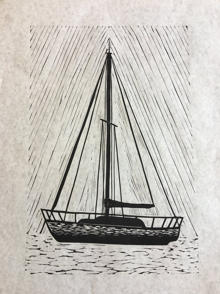デフォセ　【ポンヌフと黒い船】lithograph Tomioka Eisen - 'Black Ship' (Kurofune), illustration from Bugei