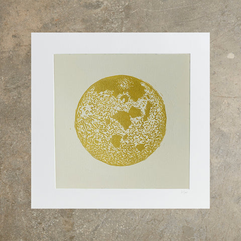 Lunar Reflection | 12" x 12" | Linoleum Block Print