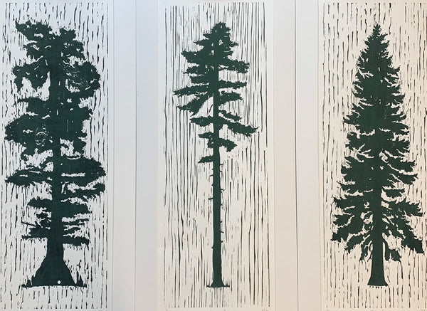 Lonesome Cypress | 32" x 14.25" | Wood Block Print