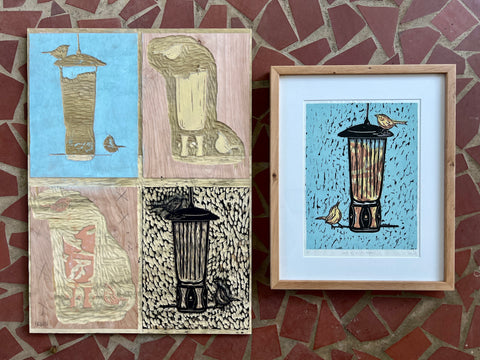 Won’t you be my Neighbor?  | 16" x 20" | 4 Color Wood Block Print