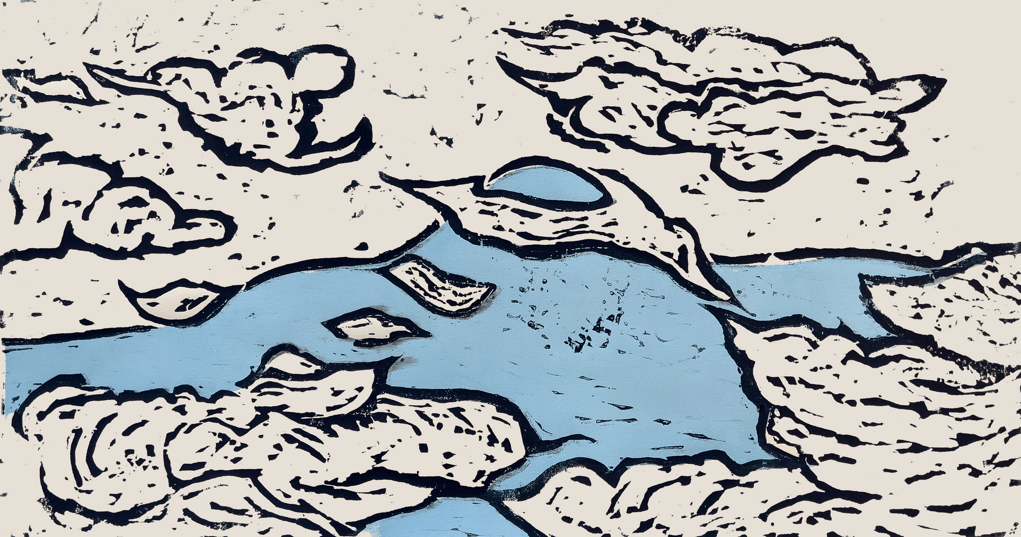 A Walk in the Clouds | 18" x 28" | 2 Color Wood Block Print