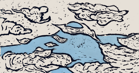 A Walk in the Clouds | 18" x 28" | 2 Color Wood Block Print