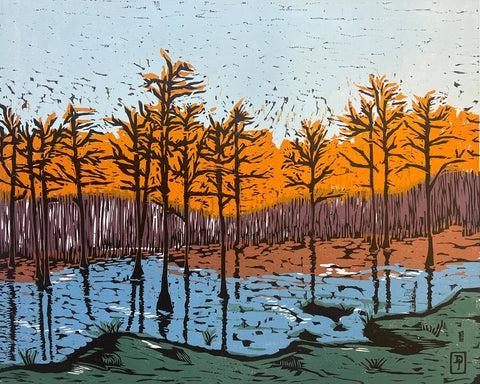 Fire-Glow | 22" x 26" | 7 Color Wood Block Print
