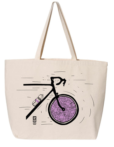 Downtown Roadie, Jumbo Cotton Canvas Tote Bag