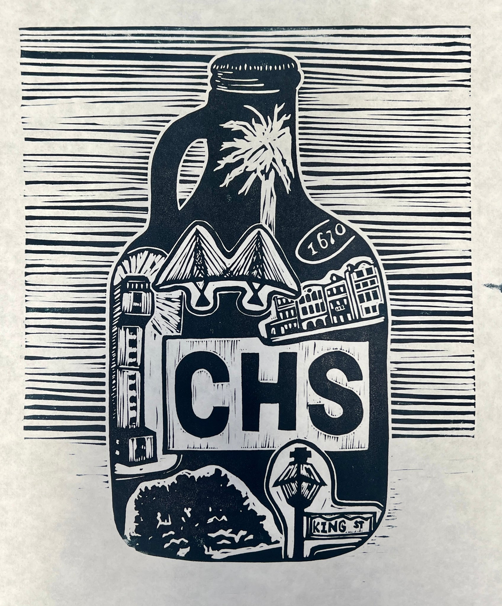 CHS Growler | 11"x 14" | Linoleum Block Print