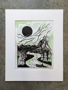 Whistling River | 16" x 20" | Linoleum Block Print