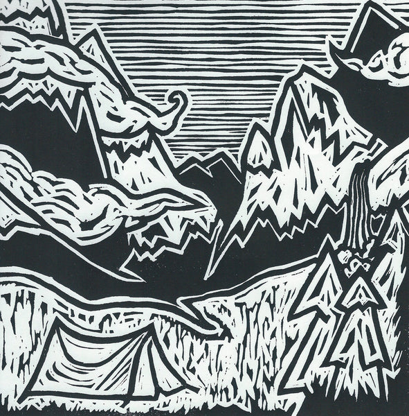 Tent's Up | 12" x 12" | Linoleum Block Print