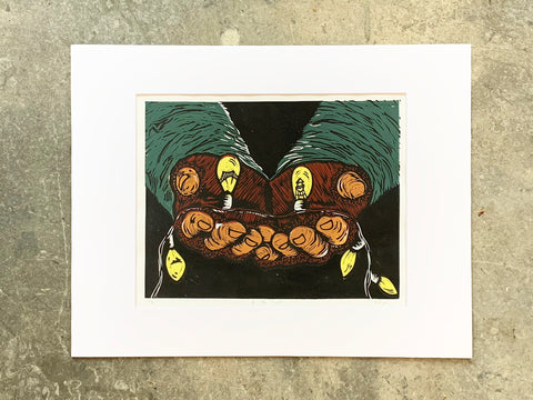 Be the Light | 11" x 14" | 5 Color Linoleum Block Print