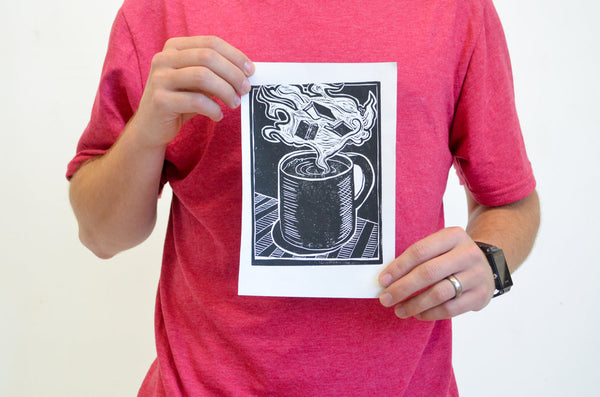 A Good Read | 8"x10" | Linoleum Block Print