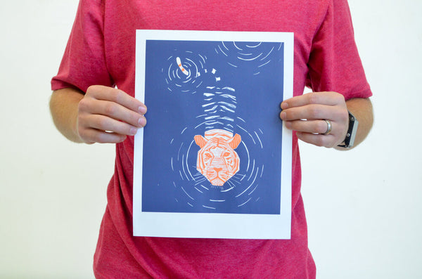 Two Color Emerging Champion Print | 11 x 14 | Linoleum Block Print Collage
