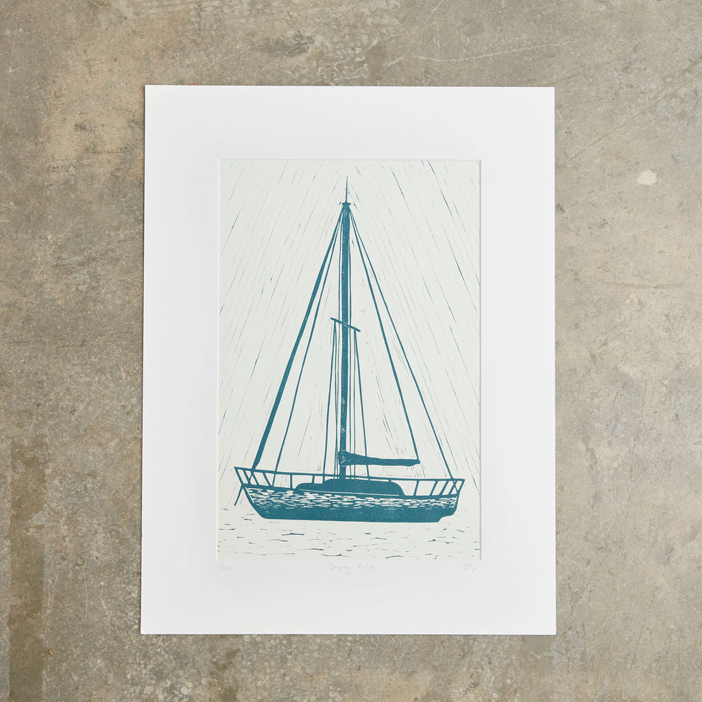 Dropping Anchor | 18"x24" | Linoleum Block Print