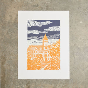 Tillman Hall | 18"x24" | 2 Color - Linoleum Block Print