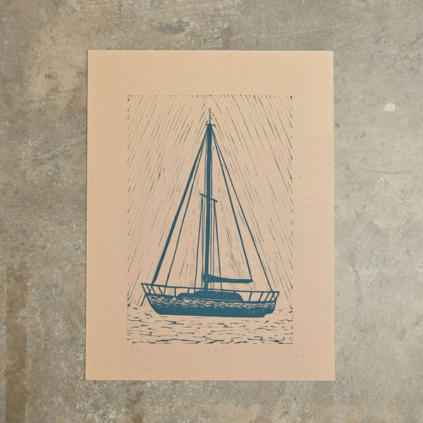 Dropping Anchor | 18"x24" | Linoleum Block Print