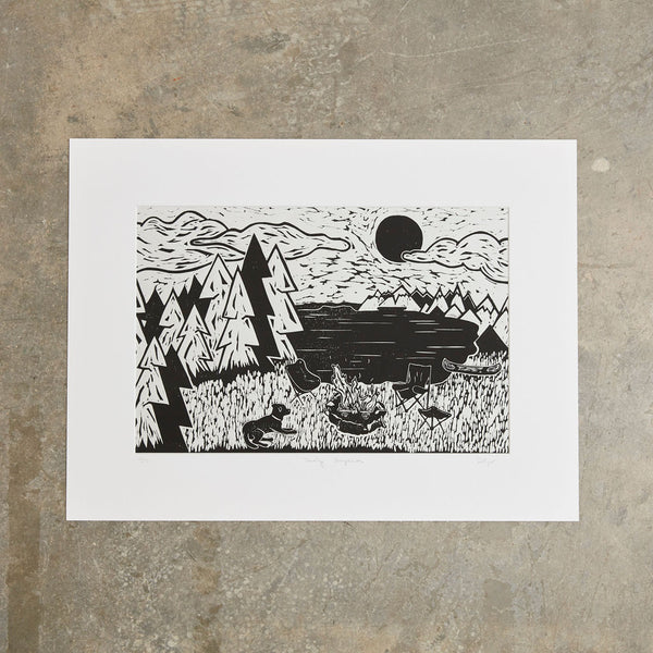 Traveling Companion | 18"x24" | Linoleum Block Print