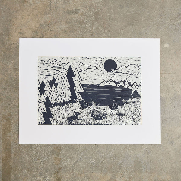 Traveling Companion | 18"x24" | Linoleum Block Print