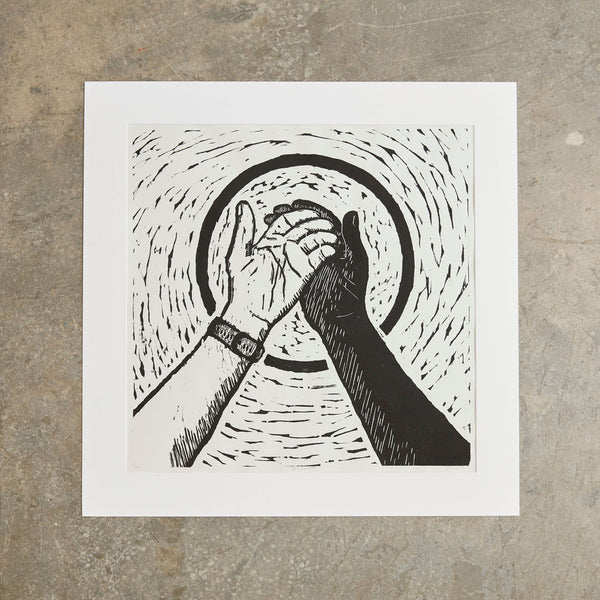 Open Hands | 24" x 24" | Wood Block Print