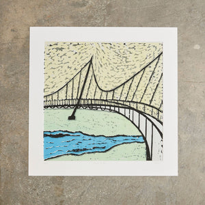 Liberty Bridge | 24" x 24" | 5 Color Wood Block Print