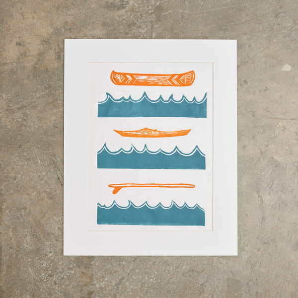 Water Ways | 18" x 24" | Linoleum Block Print
