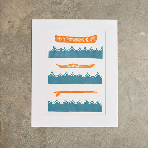 Water Ways | 18" x 24" | Linoleum Block Print