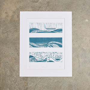 Wandering Waves | 16" x 20" | Linoleum Block Print