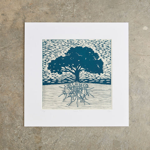 Downtown Roots | 20" x 20" | Linoleum Block Print