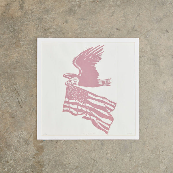 Flying For Freedom | 16” x 16" | Linoleum Block Print