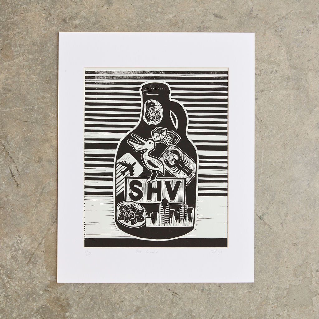 SHV Growler | 11"x 14" | Linoleum Block Print