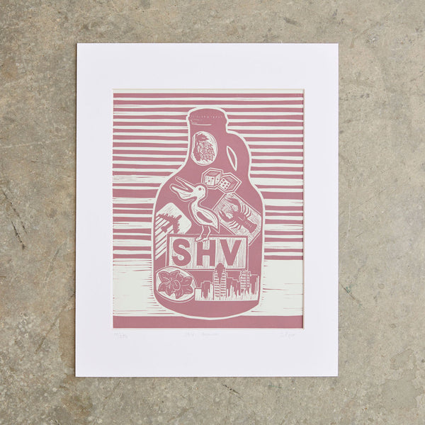 SHV Growler | 11"x 14" | Linoleum Block Print