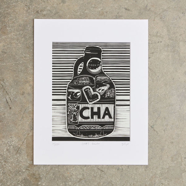 CHA Growler | 11"x 14" | Linoleum Block Print