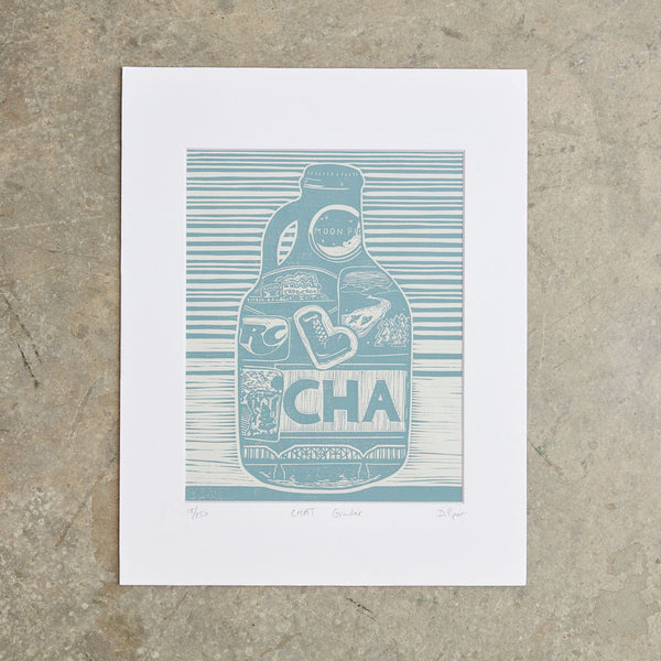 CHA Growler | 11"x 14" | Linoleum Block Print