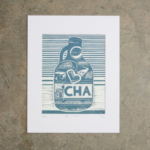 CHA Growler | 11"x 14" | Linoleum Block Print
