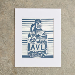 AVL Growler | 11"x 14" | Linoleum Block Print