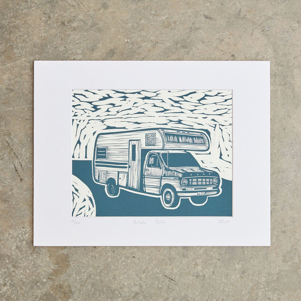 Portable Castle | 11" x 14" | Linoleum Block Print