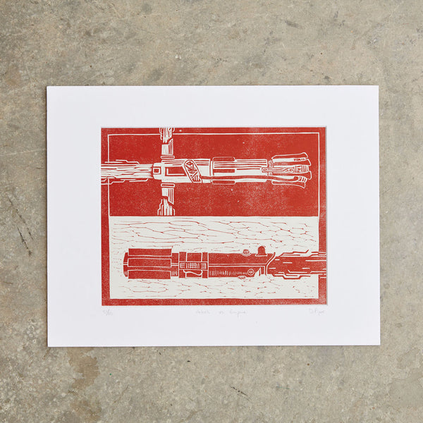 Rebels Vs Empire | 11"x14" | Linoleum Block Print