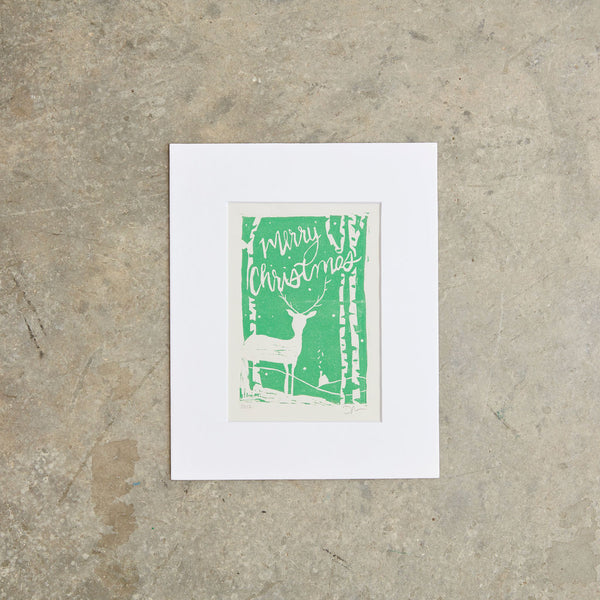Merry Christmas | 8"x10" | Linoleum Block Print