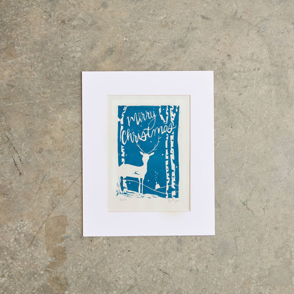 Merry Christmas | 8"x10" | Linoleum Block Print