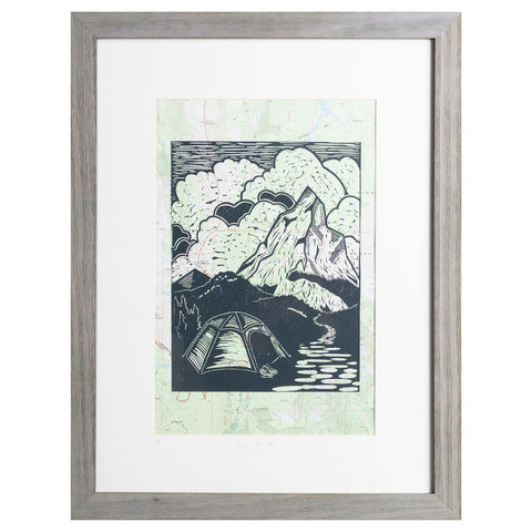 Made to Order, Into Thin Air | 18" x 24" | Framed Linoleum Block Print Topo