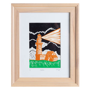 Shelter | 8 x 10 | Framed Multi Color Linoleum Block Print