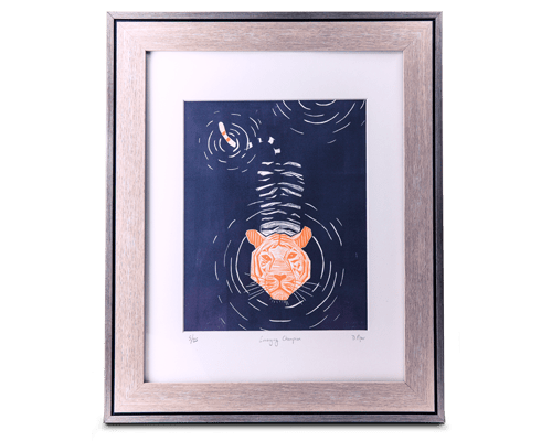 Two Color Emerging Champion Print | 11 x 14 | Linoleum Block Print Collage