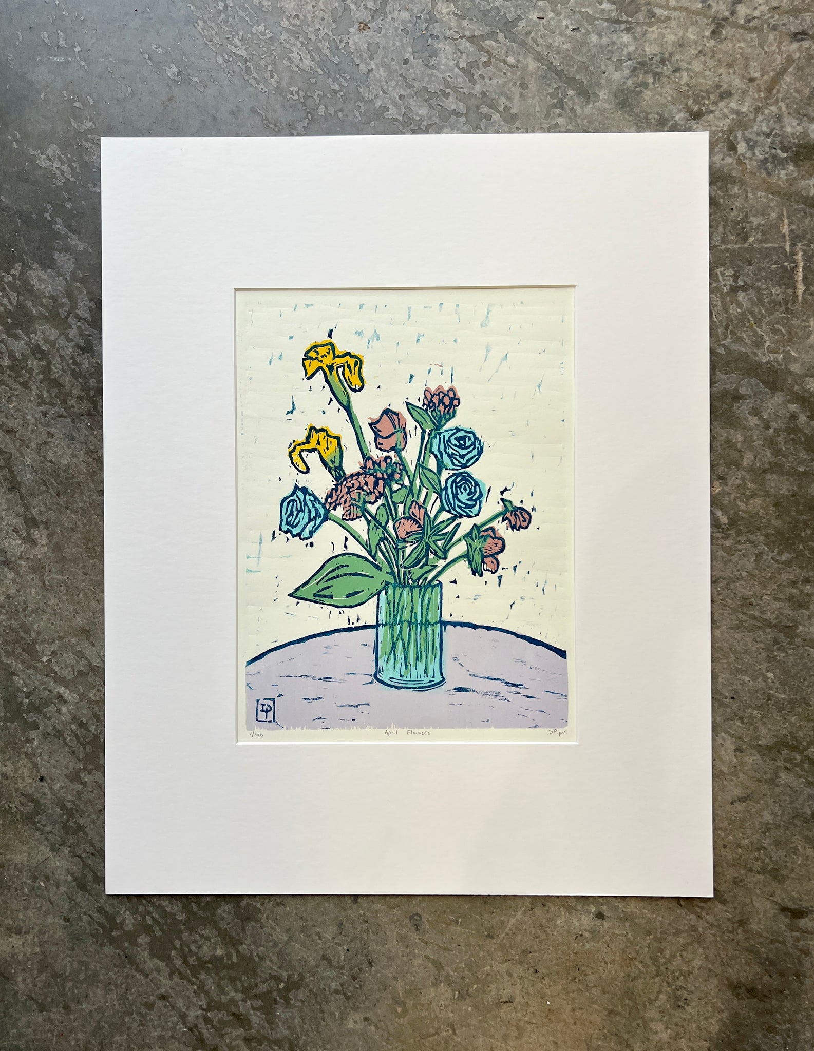 April Flowers | 16" x 20" | 6 Color Wood Block Print