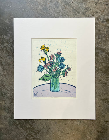 April Flowers | 16" x 20" | 6 Color Wood Block Print