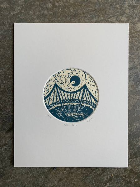 Falls Park | 8" x 10" | Linoleum Block Print