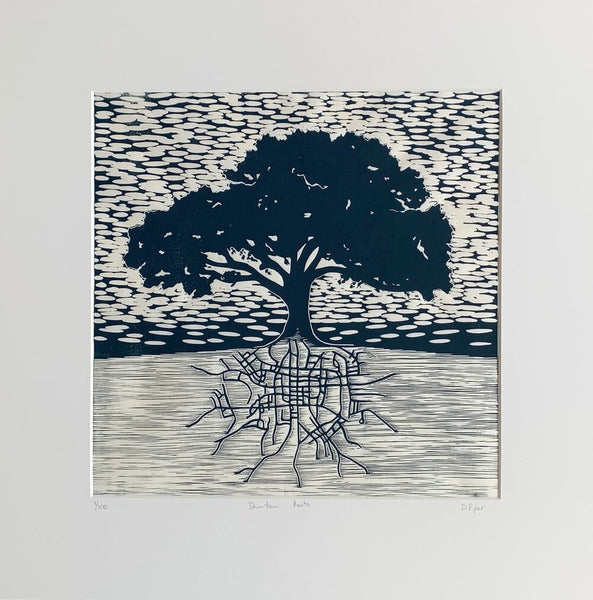 Downtown Roots | 20" x 20" | Linoleum Block Print