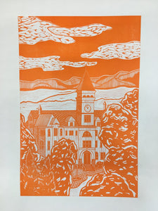 Tillman Hall | 18"x24" | Linoleum Block Print