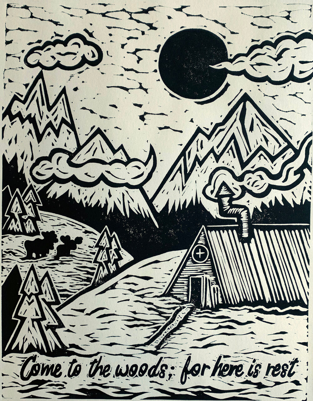 Resting | 11"x14" | Linoleum Block Print