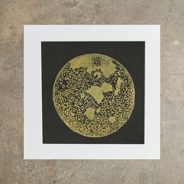 Lunar Reflection | 12" x 12" | Linoleum Block Print