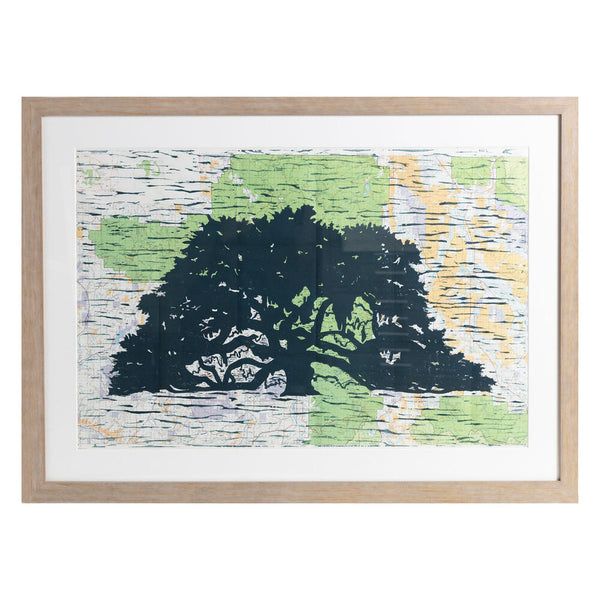 Made To Order Lonesome Oak | 42" x 30" | Framed Wood Block Print + Vintage Topo Map