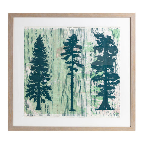 Made To Order Lonesome Trees | 36" x 34" | Woodblock on Vintage Topo Map