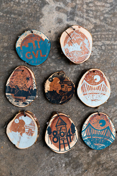 The 864 Wooden Hand Printed Ornament