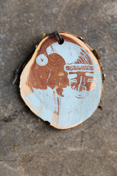 Crescent Santa Hand Printed Ornament